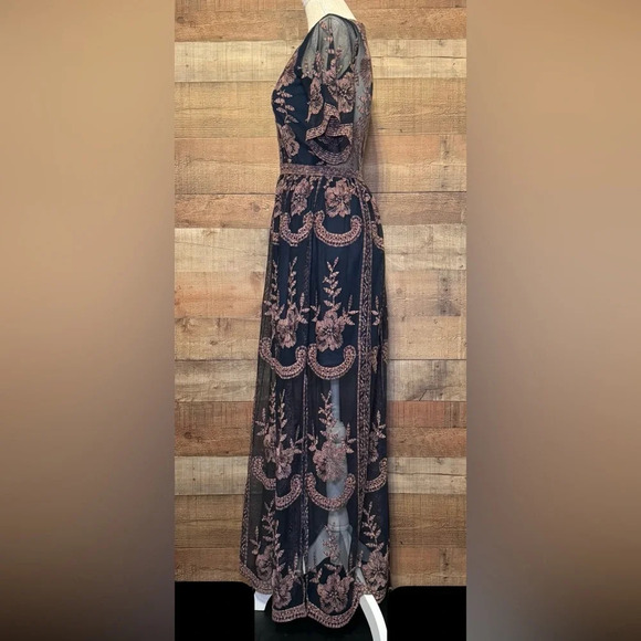 Altar'd State Catania Lace Mesh Embroidered Bohemian Maxi Dress Women's size S - Picture 3 of 10
